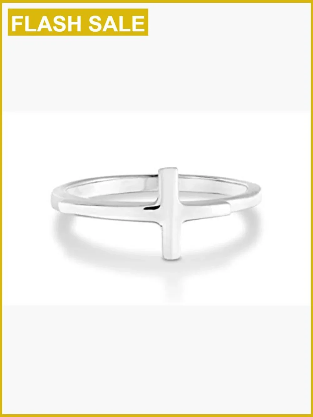 Modern Sterling Silver Sideways Cross Ring Dainty Stackable Band Jewelry